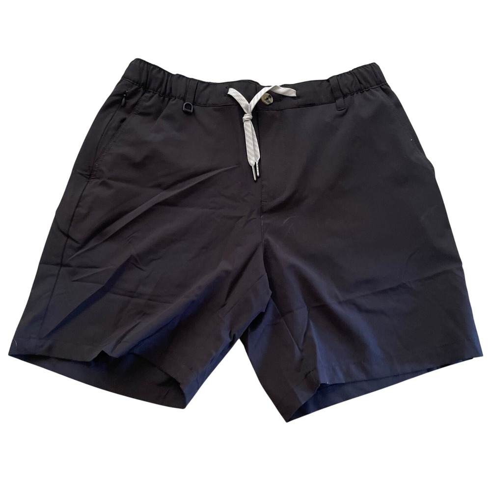 Maamgic Mens Black Elastic Waist Drawstring Performance Tech Shorts Size M